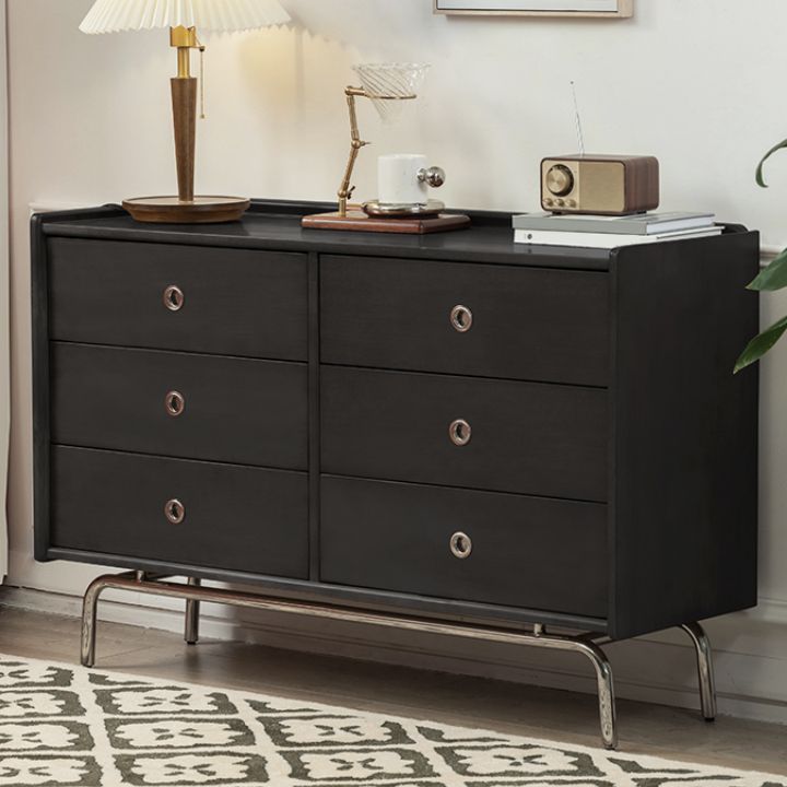 Ultra Modern Horizontal Double Dresser Solid Pine Storage Chest Dresser for Bedroom