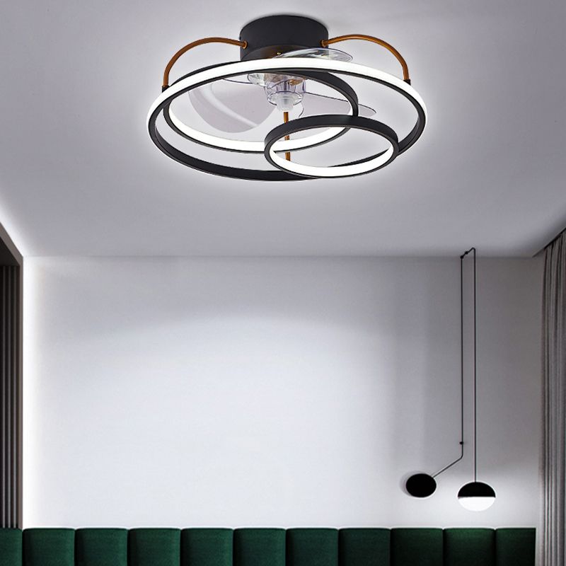 Minimalistische Halo -Ring -Form -Lüfterbeleuchtung Metall Schlafzimmer Halbblöcke Deckenleuchte