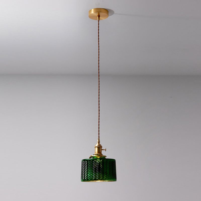 Zeitgenössische grüne Glasanhänger Beleuchtung 1 Kopfhängerlampe für Esszimmer