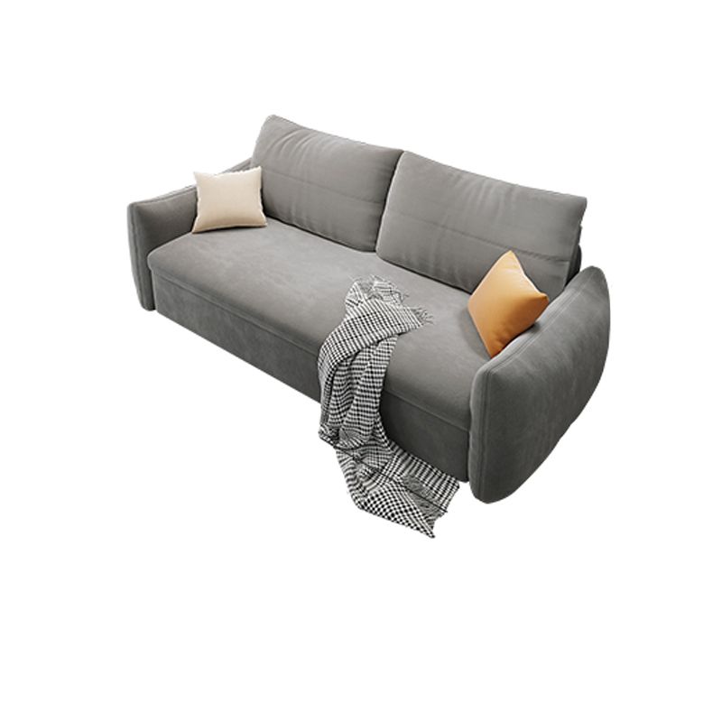 Contemporary Fabric Sofa Bed 34.65"H Square Arm Sofa Bed with Bolster Pillows,Gray