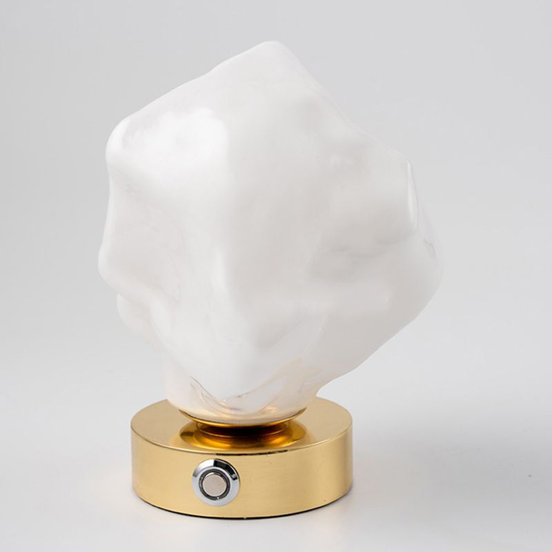 Lámpara de mesa de oro de 1 luces de color nocturna de vidrio en forma de piedra
