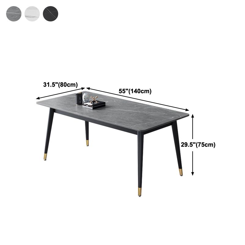 Mesa de comedor de piedra rectangular glamorosa mesa de acabado mate con 4 patas