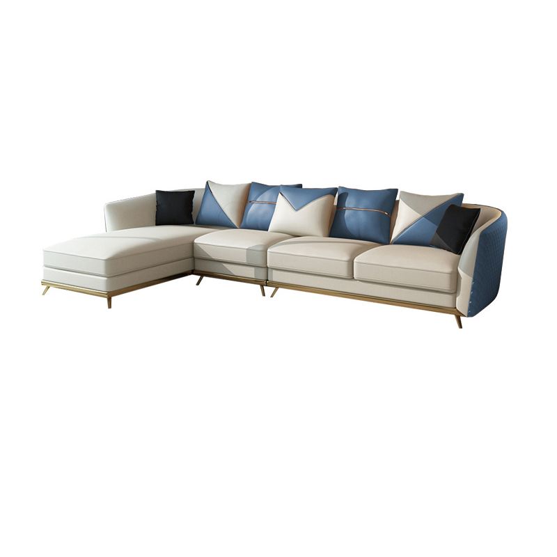 Leather Tuxedo Arm Sectional Sofa 29.53"High Modern Cushion Back Sofa