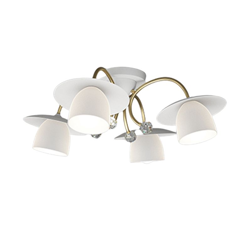 Modern Metal Flush Mount Cone Shape Ceiling Light with Glass Shade for Living Room