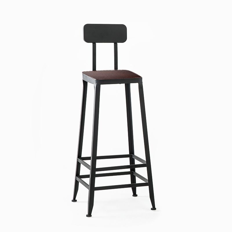 Industrial Black Counter Chair Squared Metal Footrest Counter-height Stool