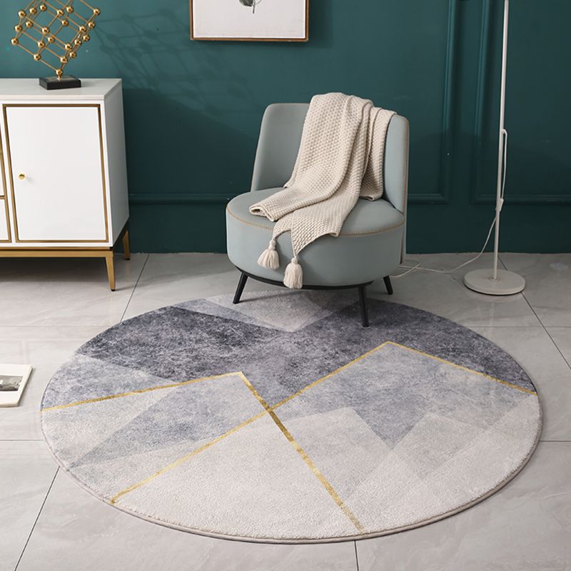 Simple Bedroom Rug Multi Colored Geometric Print Area Rug Synthetics Anti-Slip Backing Easy Care Washable Carpet