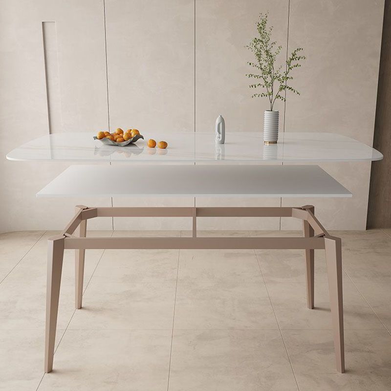 Kitchen Luxury Dinner Table Stone Rectangle 4 Legs Dining Table