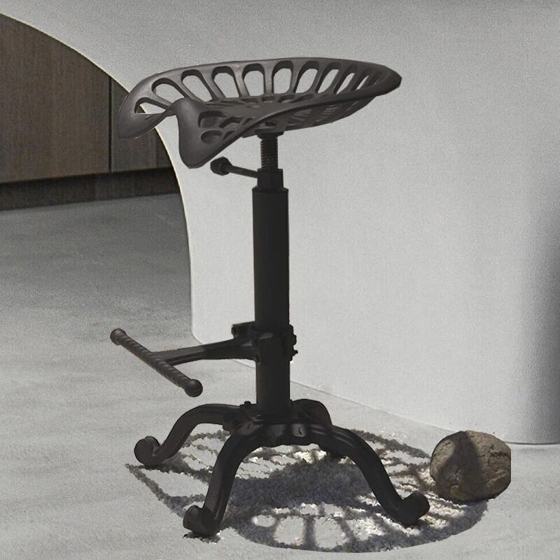 Single Modern Style Bar-stool with Swivel Adjustable Height Iron Footrest for Kitchen Bar