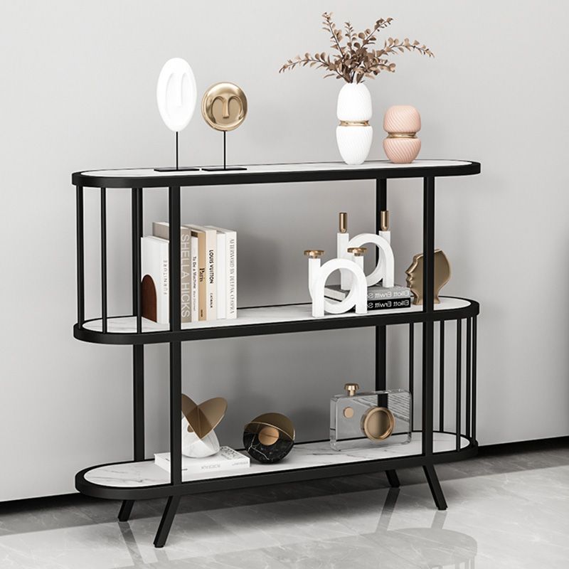Modern Open Back Standard Bookshelf Metal Bookcase with Shelves for Study Room