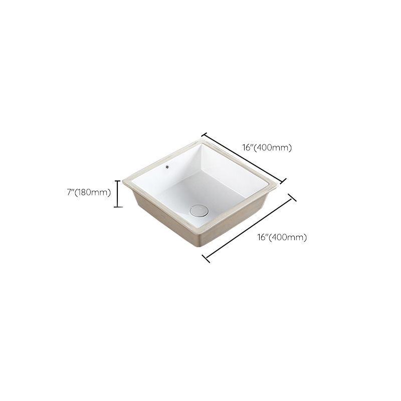 Modern Bathroom Sink Square Ceramic 1-Hole Overflow Sink with Faucet