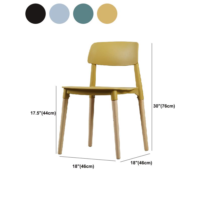 Contemporary Style Dining Chair Armless Dining Chairs with Wooden Legs for Kitchen