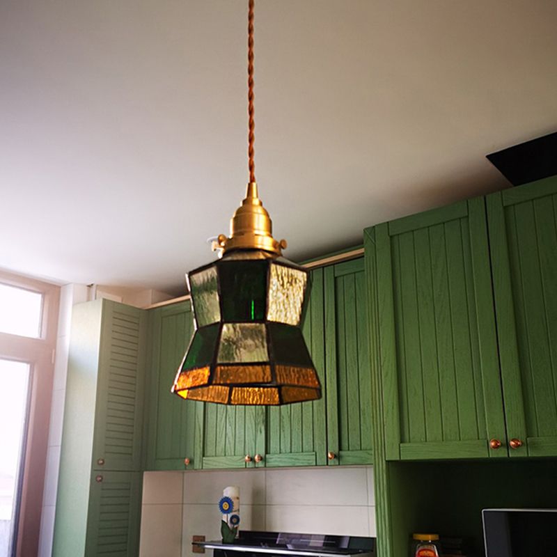Gearceerde hanger verlichtingsarmatuur Tiffany -stijl gebrandschilderd glasvering hanglampje