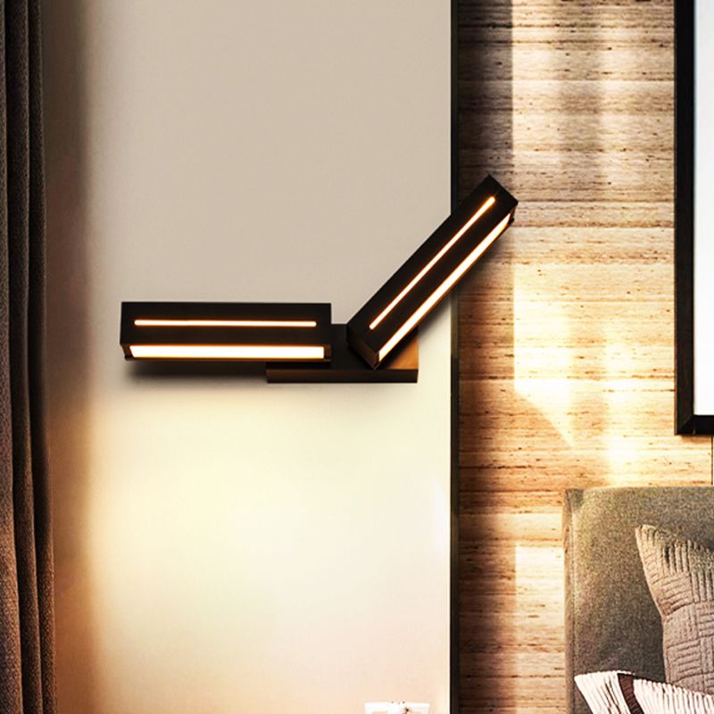 Rectangle Acrylic Wall Mounted Light Modern 1 Light Black/White Sconce Light for Bedroom