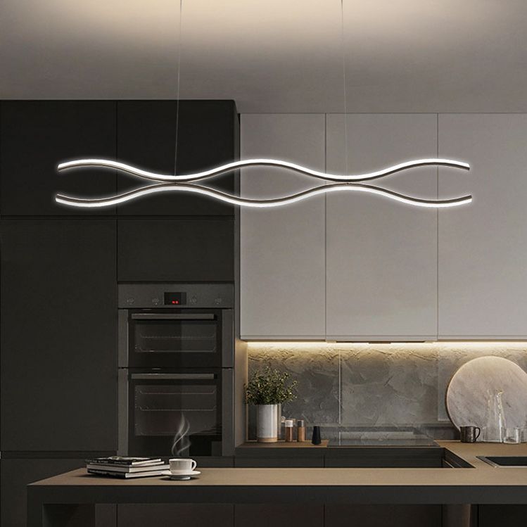 Lumo Curved Metal Island Light Light Modern Style Isola LED Light per sala da pranzo