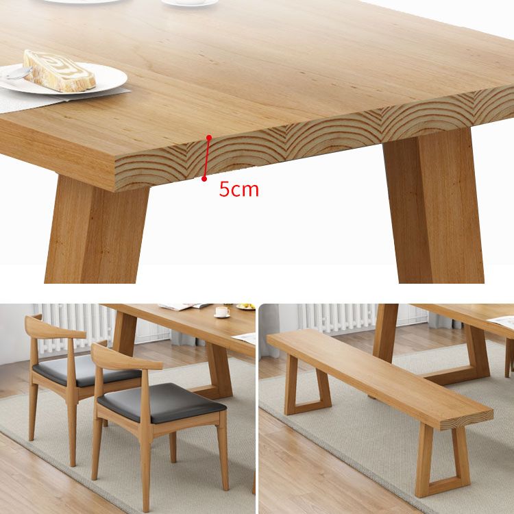 Wooden Dining Room Set Standard Height with Double Pedestal Base Table Set (bench not included)