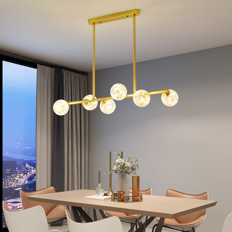 Zeitgenössischer Anhänger Lichter Globe Metal Island Kronleuchter mit Glasschatten