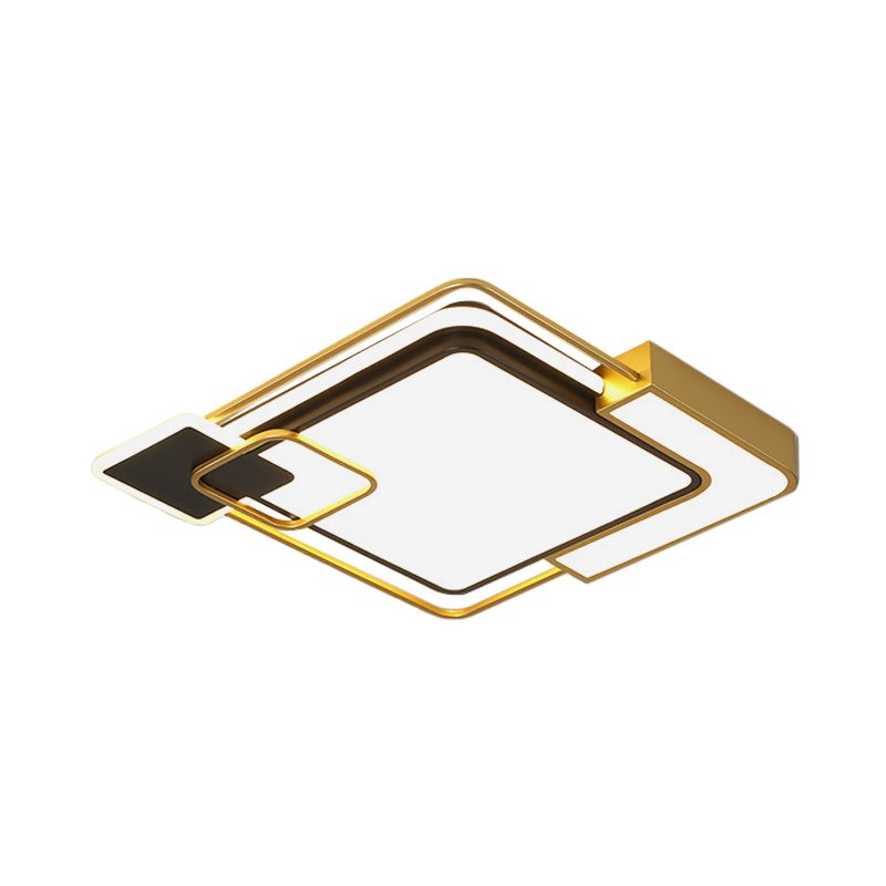 Vierkante metalen Flushmount verlichting Moderne zwart en goud LED dicht bij plafondlamp, 16"/19.5" breed