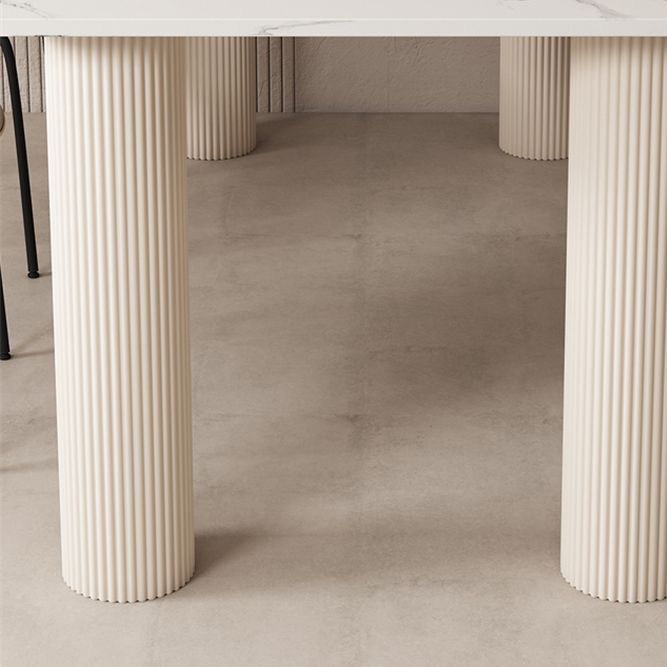 Modern Style 1/4/5/7 Pieces Dining Table Rectangle Stone Furniture in White