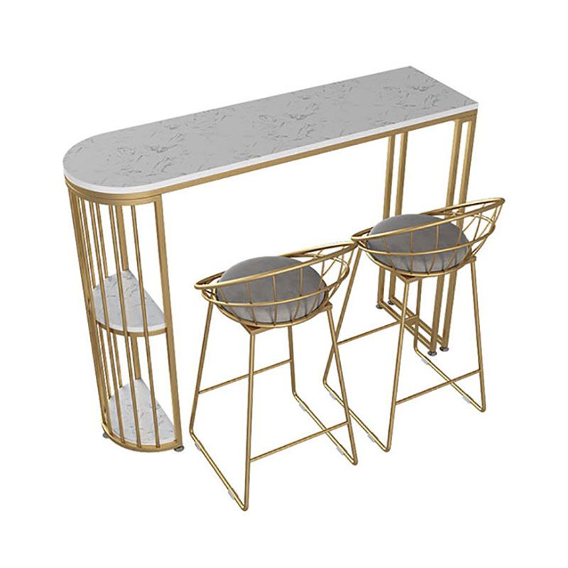 Glam Style 41.3"H Bar Table Marble White Top Specialty Bistro Table with Shelves