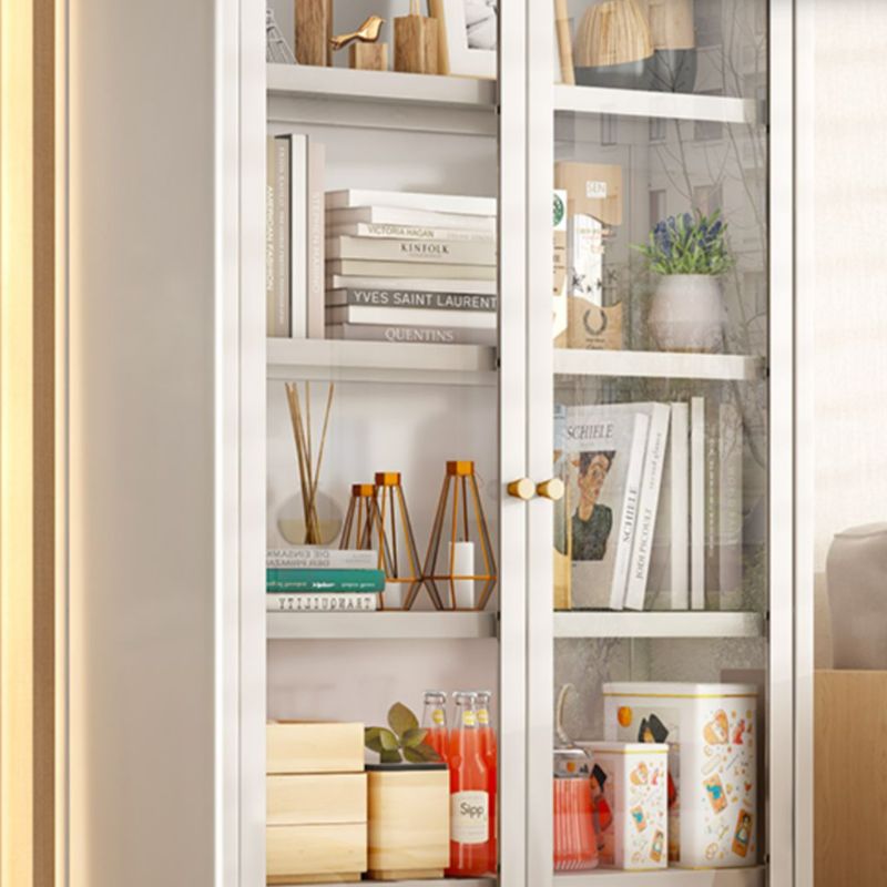 Closed Back Standard Bookcase Glam Metal Bookshelf with Doors