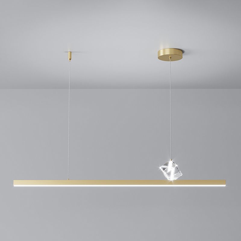 Linear Island Lighting Modern Metal 2 Light Island Chandelier with Crystal