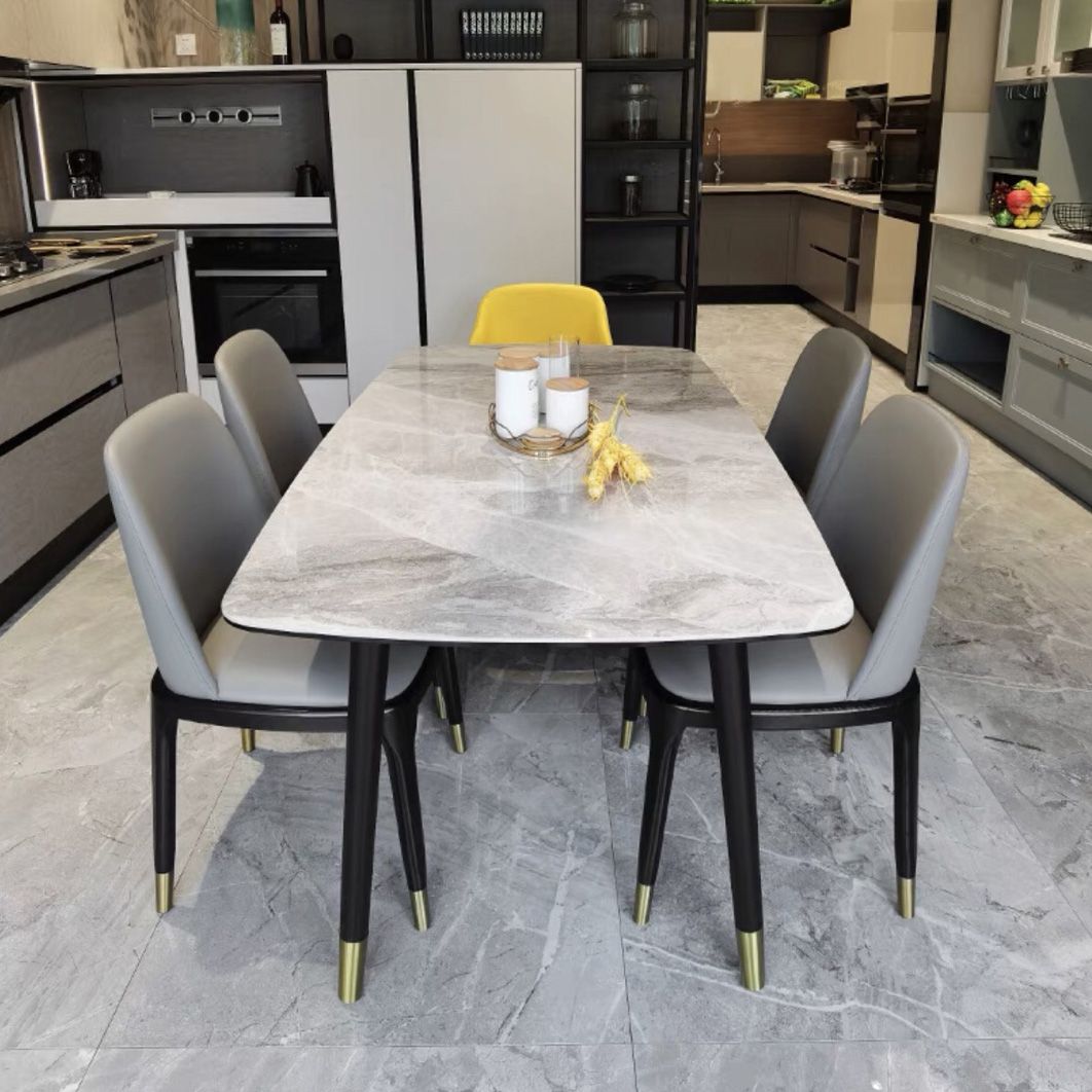 Mesa de comedor de lujo rectángulo Tono gris FIJA Mesa fija de piedra sinterizada