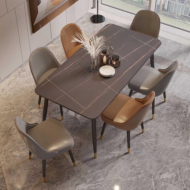 Modern Rectangle Dining Table Set 1/2/5/7 Pieces Stone Top Dinette Set