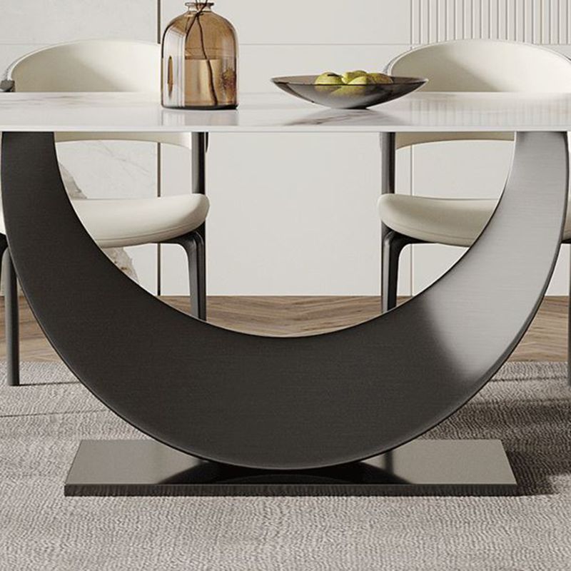 Glam Dining Table Set with Chrome Metal Base 1/4/5/7 Pieces White Dinette Set for Home