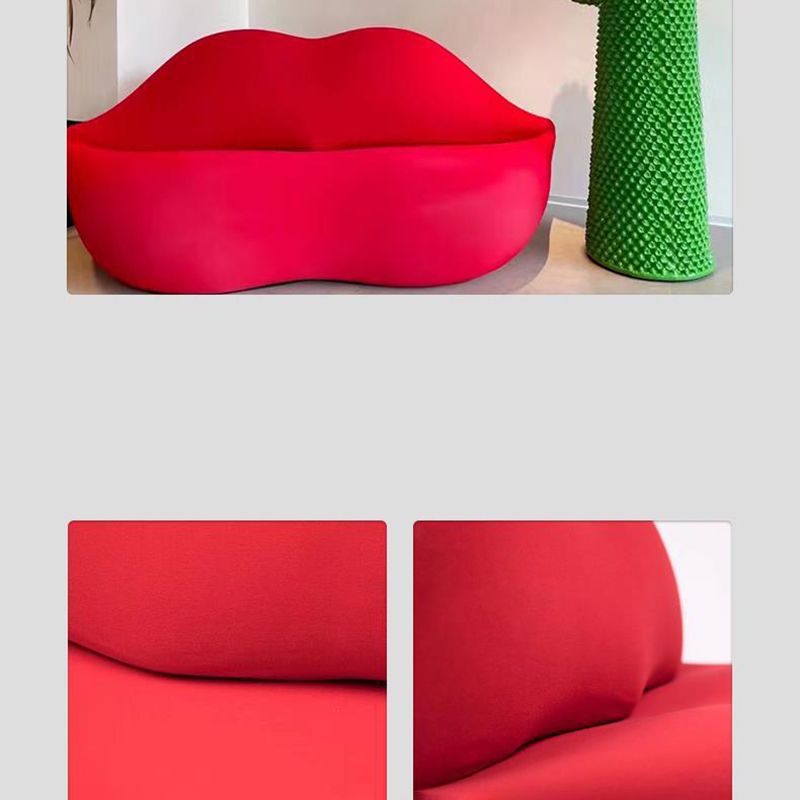 Modernism Statement Sofa Lip-Themed Stationary Sofa in Red/Gold