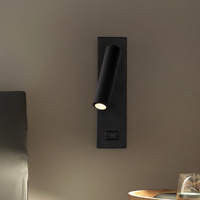 USB wiederaufladbare Rohrwandleuchten Einfaches Metall integriertes LED Schwarz/weiße Wandleuchte, warmes/weißes Licht