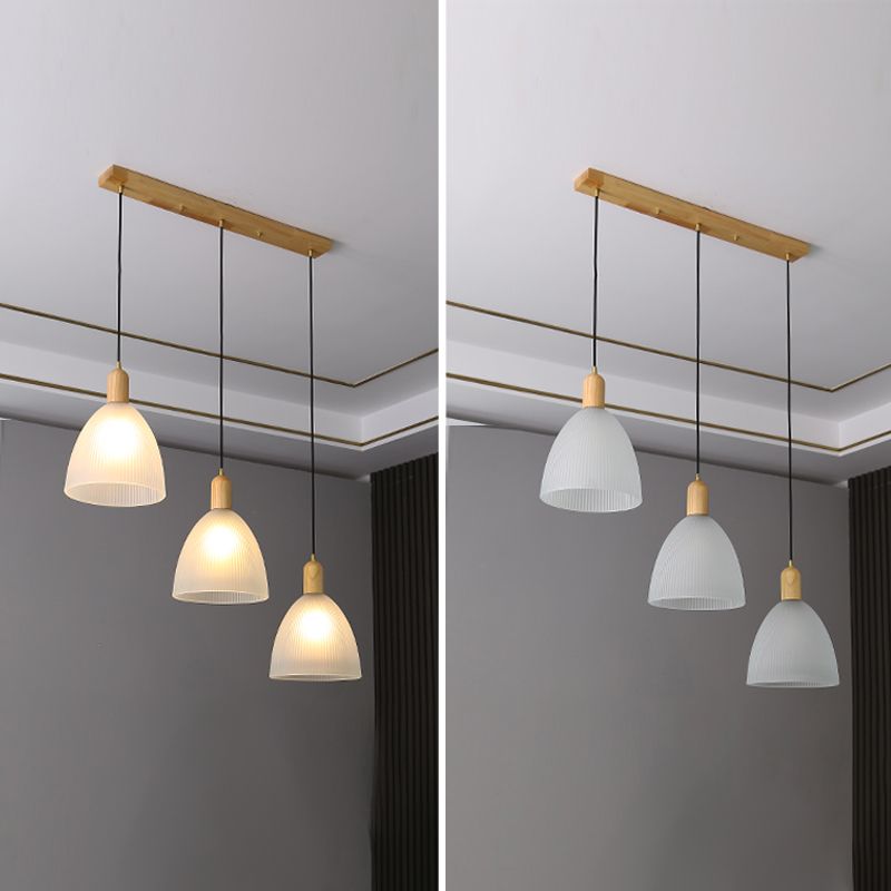 Wooden Dome Pendant Light in Modern Concise Style Glass Indoor Hanging Lamp