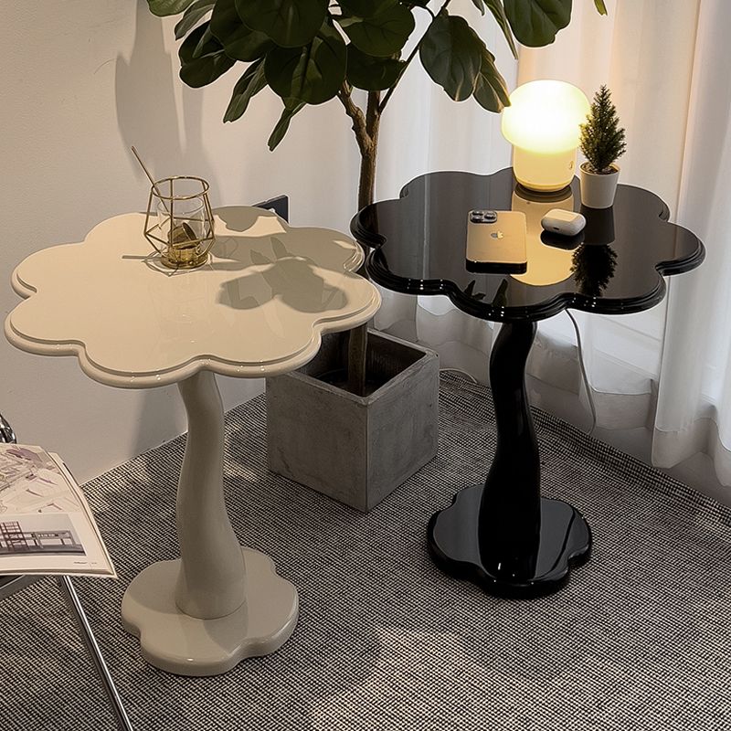 Contemporary Wood Side Table with Cloud Shap Top and 1 Leg Base