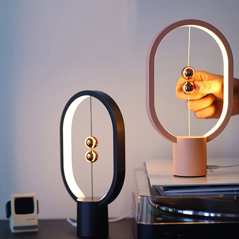 Macaroon Plastic Table Light 1-Light Bedroom LED Nightstand Lamp with Touch Switch