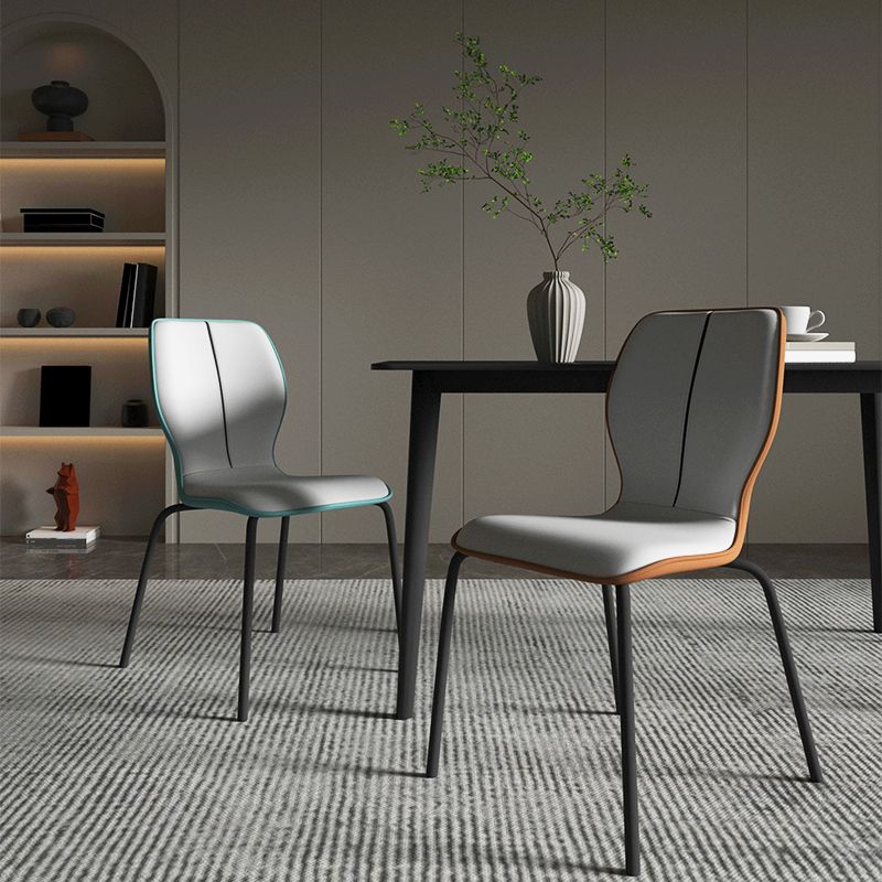 Industrial Indoor Faux Leather Upholstered Parsons Armless Dining Chair