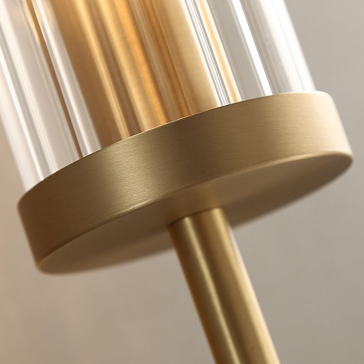 Gold Cylindrical Wall Lamp in Modern Luxury Style Copper Wall Light with Pure Glass Shade