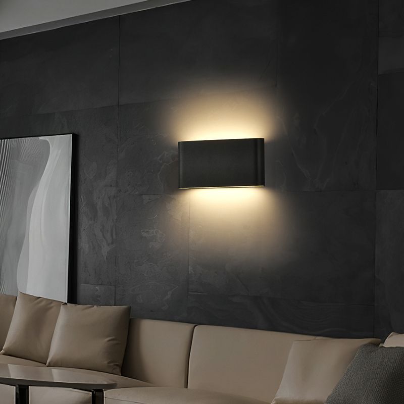 Contemporary LED Wall Mount Fixture in Dark Black / White Rectangle Wall Sconce