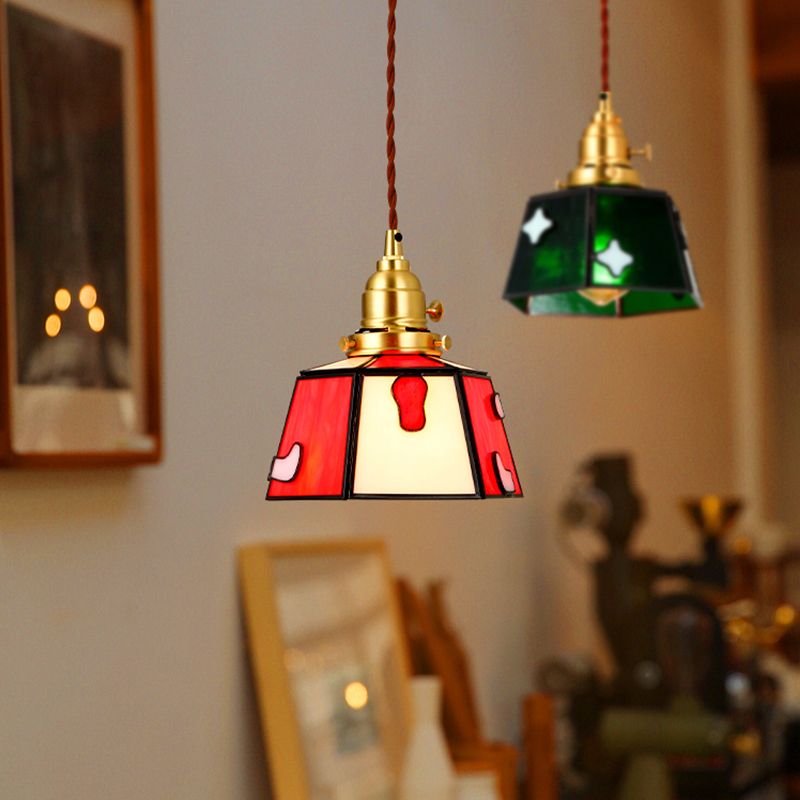 Geometría forma colgante iluminación estilo moderno vidrio colorido 1 lámpara colgante de luz