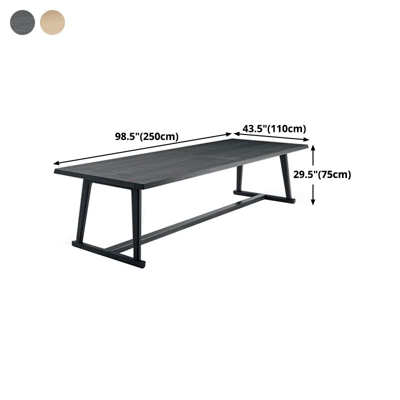 Mesa moderna de madera sólida para mesa de comedor rectangular de restaurantes con base de caballete