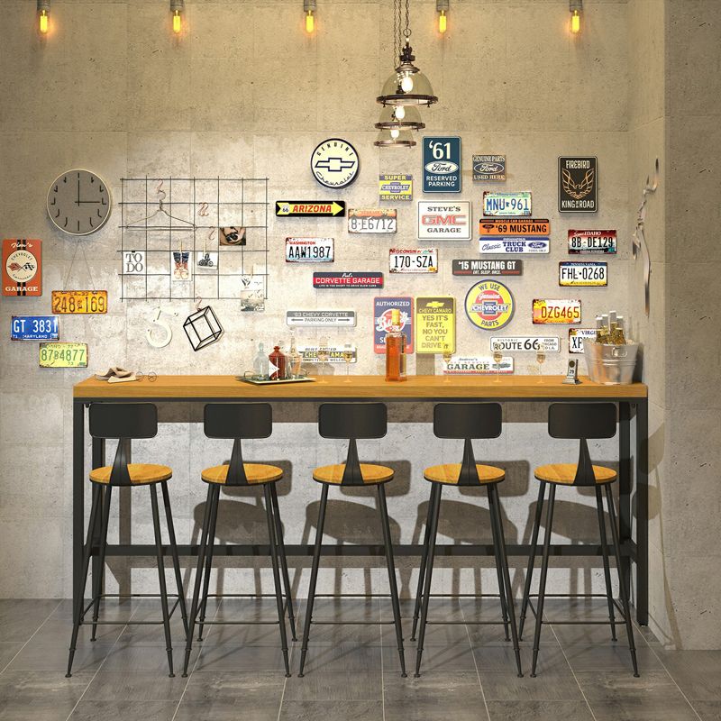 Industrial 1/2/6/11 Pieces Solid Wood Bar Table Set Rectangular Counter Set for Home Use