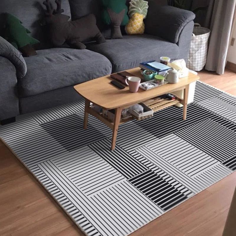 Minimalist Area Rug Geometry Pattern Carpet Polyester Stain Resistant Rug for Living Room