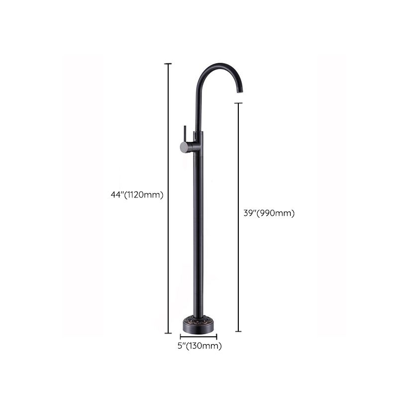 Modern Floor Mounted High Arc Freestanding Tub Filler Freestanding Copper Tub Filler Trim