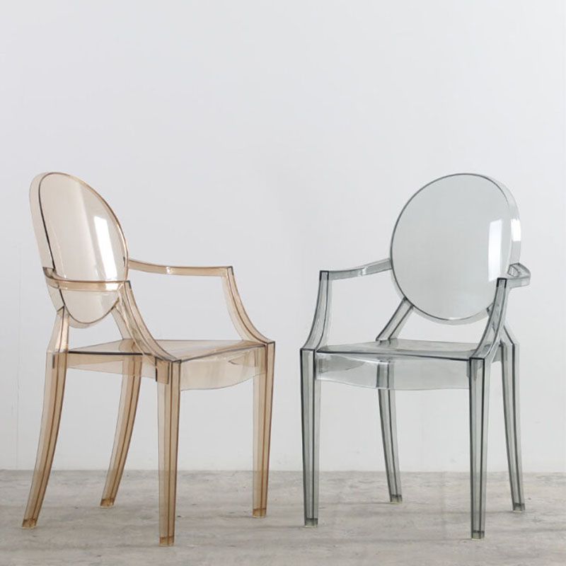 Silla lateral plástica apilable de comedor con parte posterior abierta del brazo de diseño nórdico