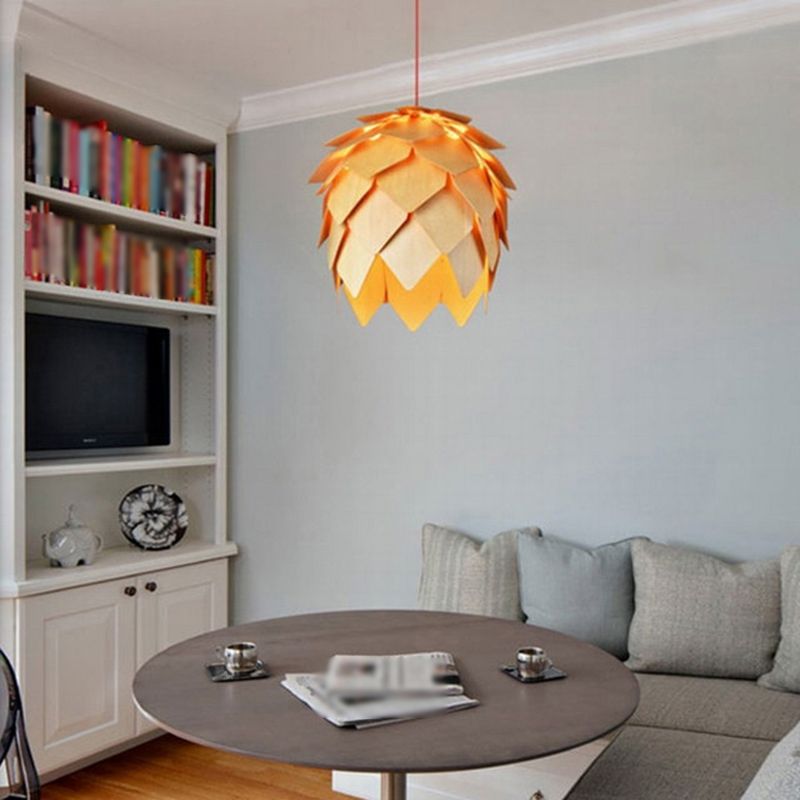 Éclairage de suspension en bois moderne minimaliste pour salon