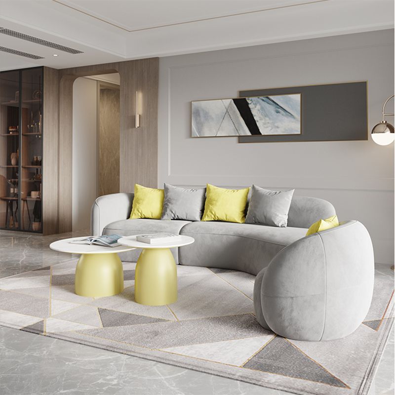Modern Style Sofa Bed Even Back Armrest No Cushion Back Grey Sofa