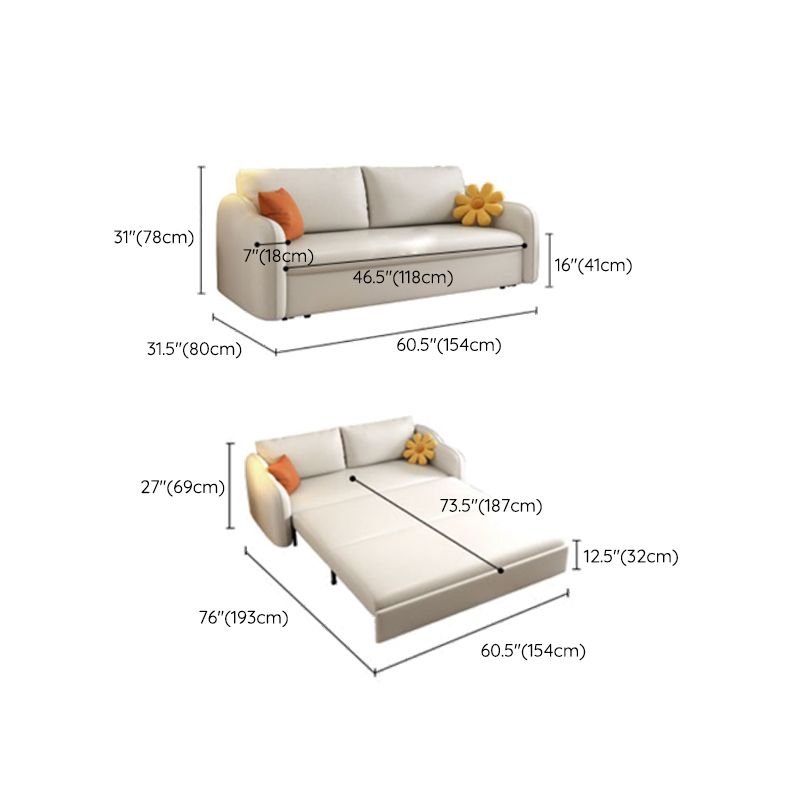 Contemporary Faux Leather Sleeper Sofa 30.7"H Slope Arm Sofa Bed