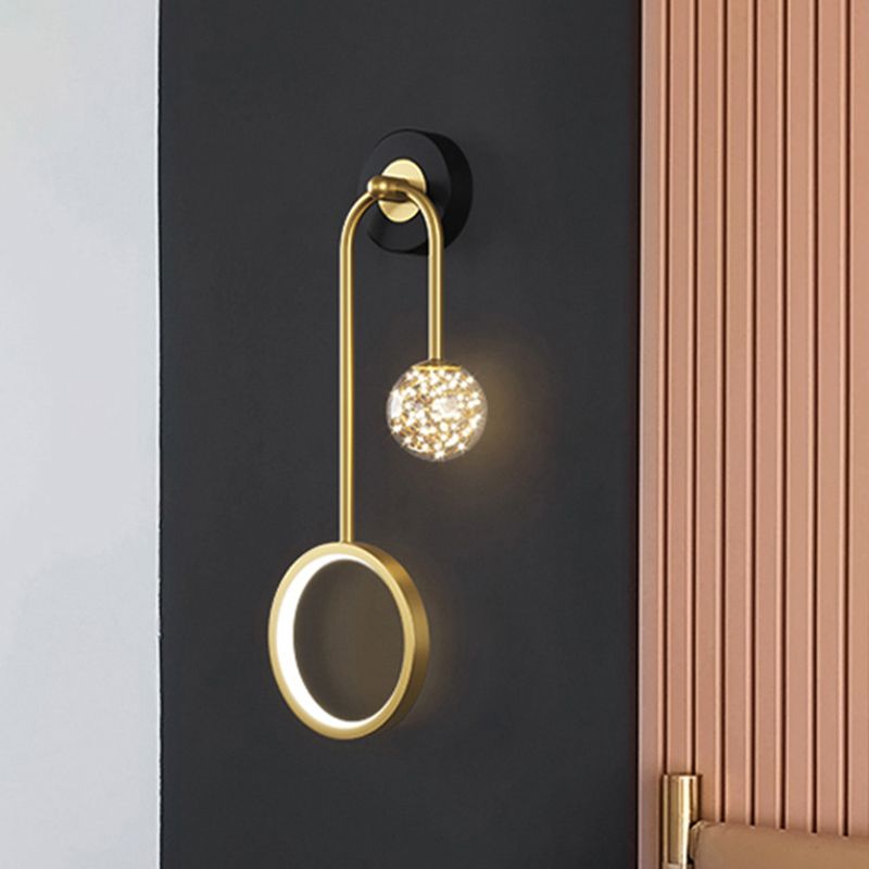 Metal Arc Shape Wall Light Nordic 2 Lights LED Wall Sconce for Living Room