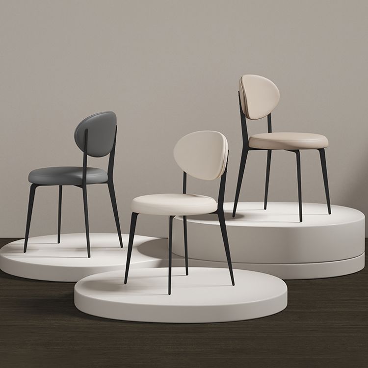 Faux Leather and Metal Industrial Open Back Armless Dining Chairs