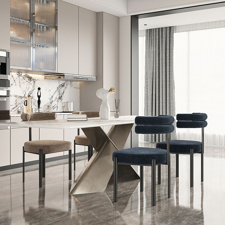 Nordic Style Colorful Side Chair Flannelette Side Dining Chair for Home Use