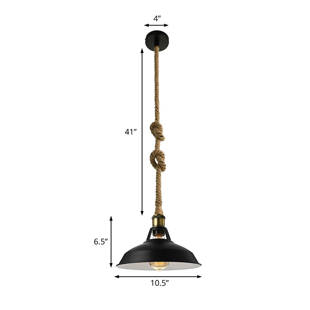 Scheunen Schatten Wohnzimmer Anhänger Lampe Industriestil Metal 1 Hellschwarz/Weiß Deckenleuchte mit hängendes Seil