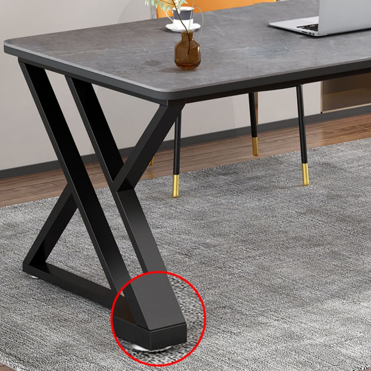 Contemporary Office Desk Black Computer Desk with Metal Legs